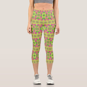 Leggings Capri Fleur de Bell rétro Mandalas Green Capris