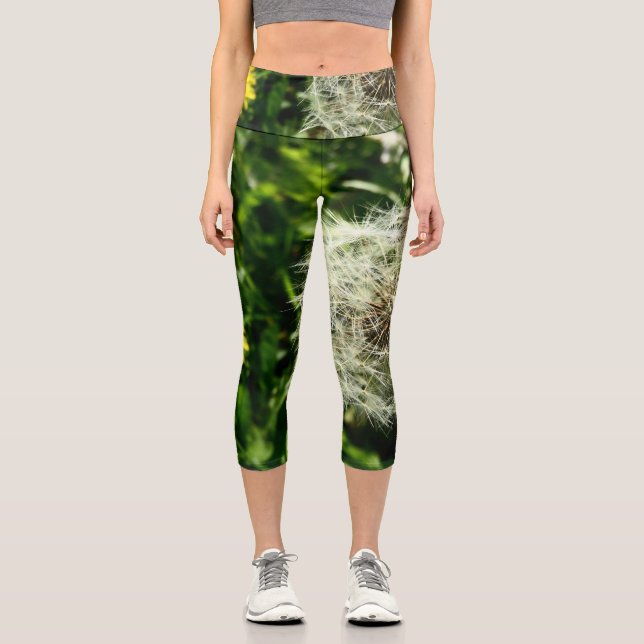 Leggings Capri Fleur de Dandelion et tête de semence (Recto)