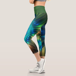 Leggings Capri Fleur d'Imaginaire lumineux, Fractale Abstraite co