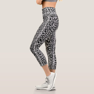 Leggings Capri Fleur et feuille de mandala Boho
