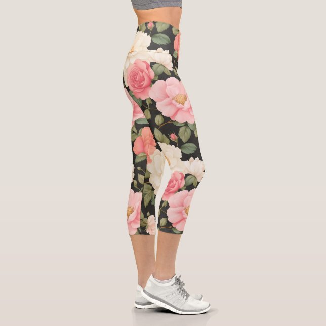 Leggings Capri Fleur foncée Serenit Fleur Roses roses roses roman (Droite)