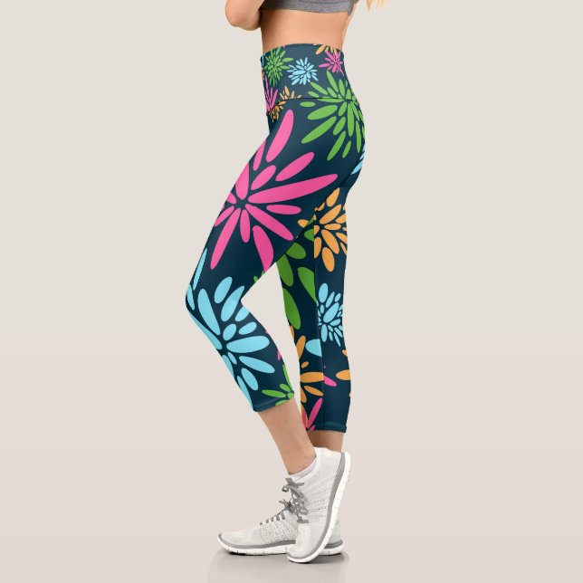 Leggings Capri Fleurs Abstraites colorées Capris (Gauche)