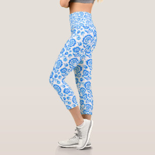 Leggings Capri Fleurs bleues