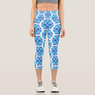 Leggings Capri Fleurs Bleues, Motif De Fleurs, Modèle Floral