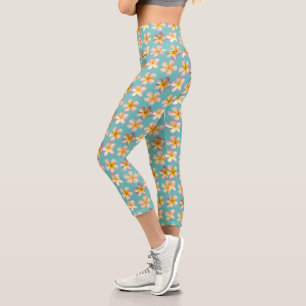 Leggings Capri Fleurs de frangipanier Plumeria pastel sur sarcell