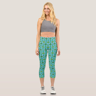 Leggings Capri Fleurs de parapluies Capris haut taille