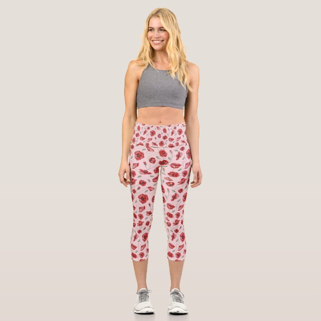 Leggings Capri Fleurs de pavot (Recto)