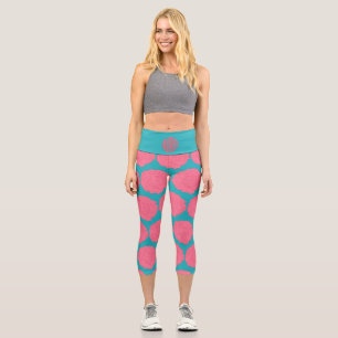 Leggings Capri Fleurs de pivoine rose sur arrière - plan romantiq
