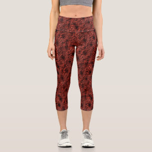 Leggings Capri Fleurs Faisées En Bourgogne Motif Nature