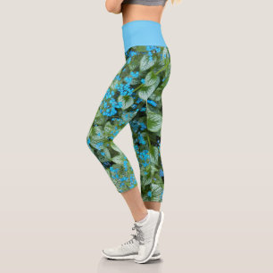 Leggings Capri Fleurs Petit Bleu Brunnera Floral