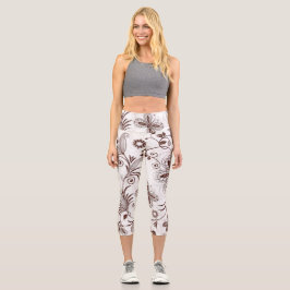 Leggings Capri Floral coloré Motif sans joint