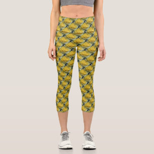 Leggings Capri Floral de roses jaunes
