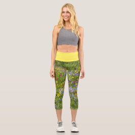 Leggings Capri Floral Fleur sauvage de prairie coloré