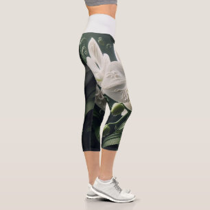 Leggings Capri Floral Orchidée blanche