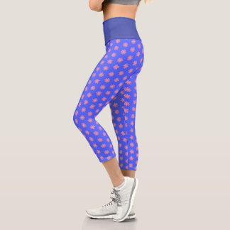 Leggings Capri Floral Pink And Blue Pattern
