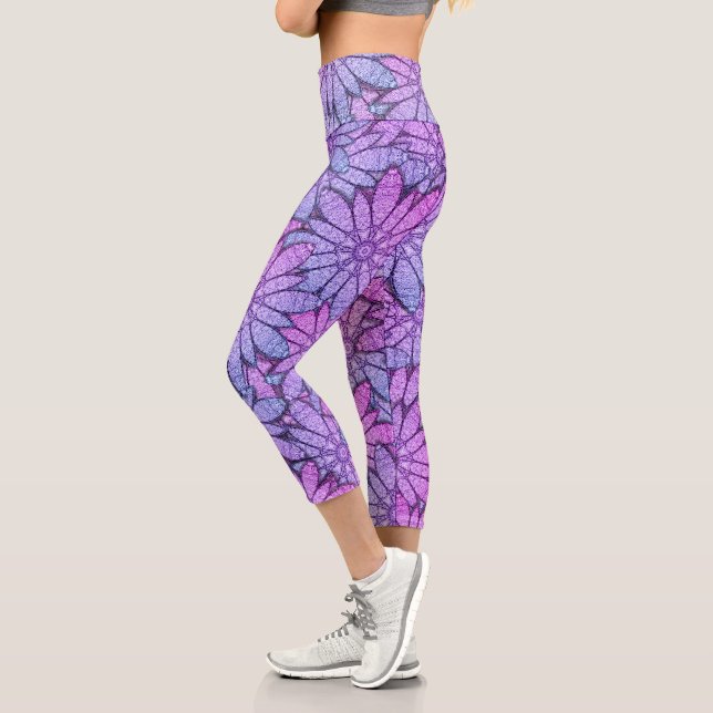 Leggings Capri Floral violet unique (Gauche)