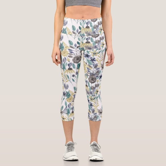 Leggings Capri Floral Watercolor (Recto)