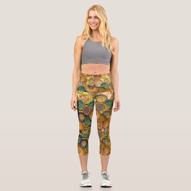 Leggings Capri Flower Pattern Design (Recto)