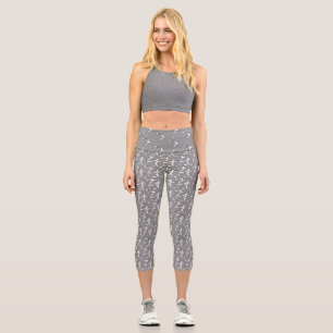 Leggings Capri Flying whimsical birds à motif gris