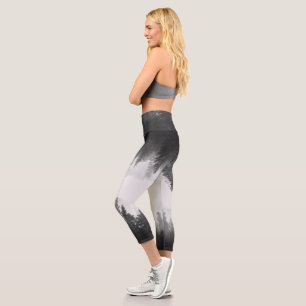 Leggings Capri Forêt à miroir brun et blanc