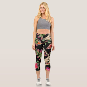 Leggings Capri Forêt magique Unicorn Motif foncé.