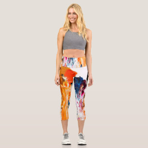 Leggings Capri Formes Abstraites Nées de la Palette d'un Artiste 