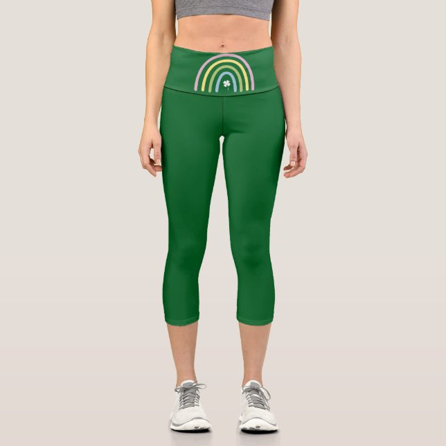 Leggings Capri Four Leaf Clover Rainbow St Patrick's Day (Recto)