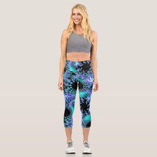 Leggings Capri Fractale Cyan Tentacle