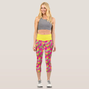 Leggings Capri Fruit citron motif jaune rose vert