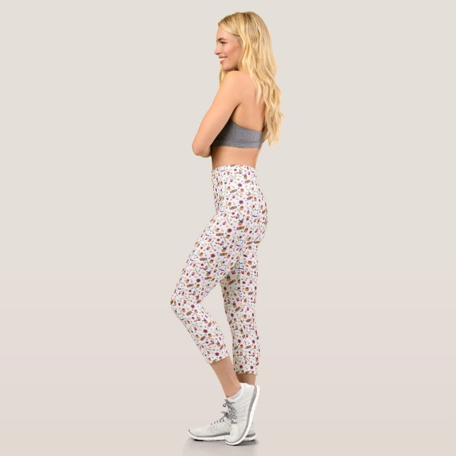 Leggings Capri Fun Casquette violet Catoween, mignon Citrouille o (Gauche)