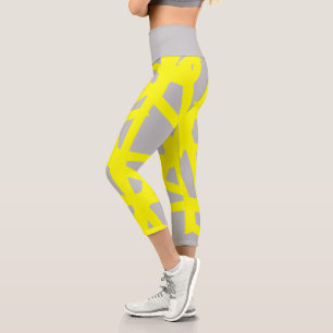 Leggings Capri Funky Abstrait Art Jaune Leggray