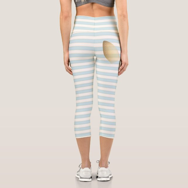 Leggings Capri Funny Brûlé Repassage Mignon Bébé Rayures Bleues (Verso)