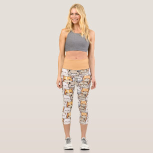 Leggings Capri Funny coloré Moody Cats Kitten Motif animal de com