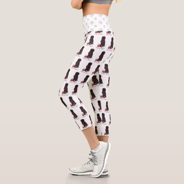 Leggings Capri Funny Let's Go! Walk Affenpinscher (Black Natural) (Gauche)