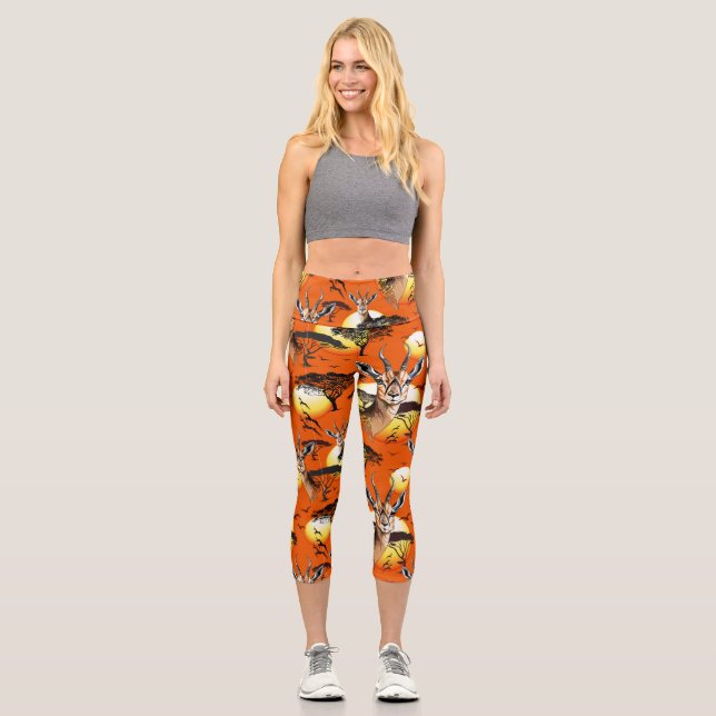 Leggings Capri Gazelle Antelope africaine animal sauvage (Recto)