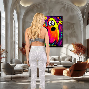 Leggings Capri Géométrie florale grise et blanche   Élégant minim