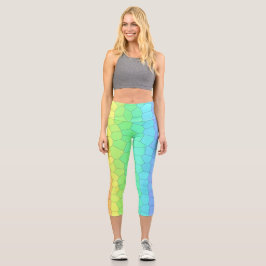 Leggings Capri géométriques Arc-en-ciel lumineux