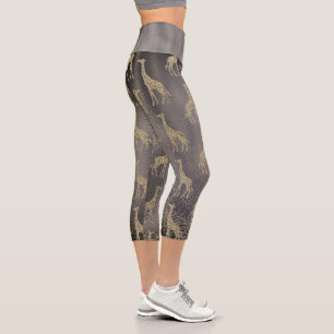 Leggings Capri Girafe de Glitterie sur Gray brillant