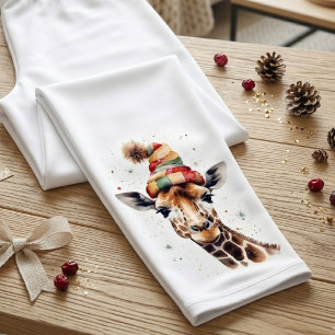 Leggings Capri Girafe de Noël cosy, personnalisé