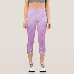 Leggings Capri Glam Geode Agate Marbre Abstrait Améthyste Plum
