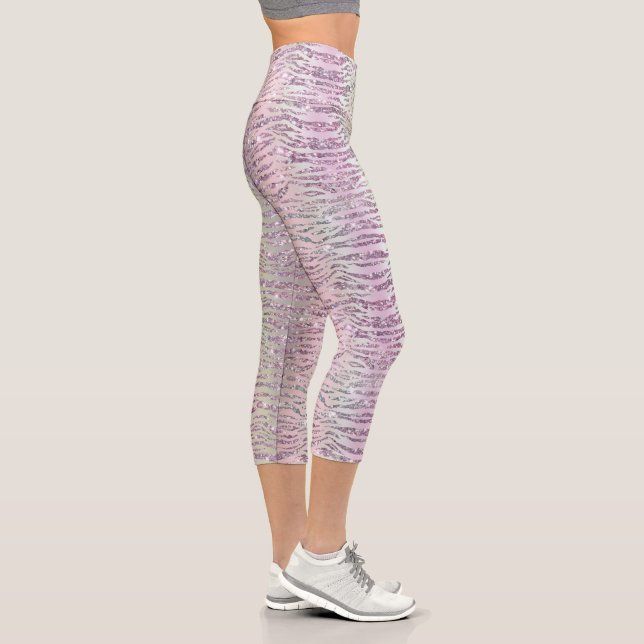 Leggings Capri Glam Sparkt Rose Diamond Tiger Stripes (Droite)