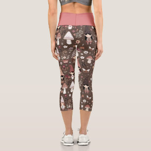 Leggings Capri Gnomes et champignons fantaisistes de la foire per