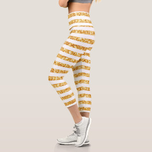 Leggings Capri Gold Horizontal Parties scintillant Boho Popular C