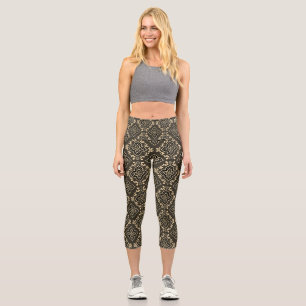Leggings Capri Gold n Motif géométrique Brown / Impression indien