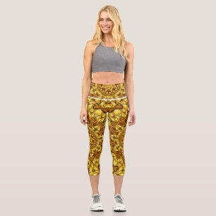 Leggings Capri Golden Mandala Antique Abstract Design-63495