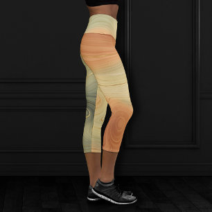 Leggings Capri Golden Strata Pêche Brûlée Orange Vert Agate
