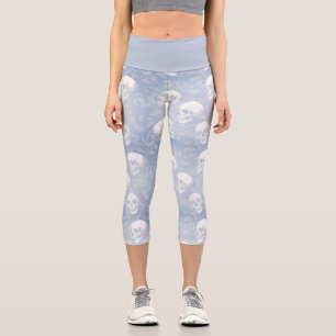 Leggings Capri Gothique pastel élégant crânes bleus français bota