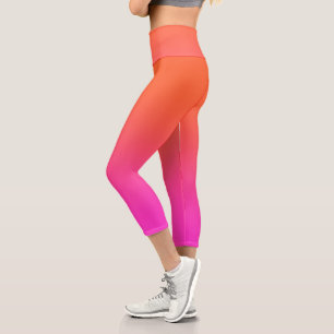 Leggings Capri Gradient orange à haut taille pour femmes