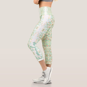 Leggings Capri Graffiti Lines ton bleu Yoga personnalisé C