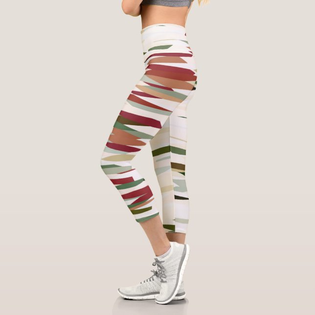 Leggings Capri Grandes Abstraites vertes et rouges (Gauche)